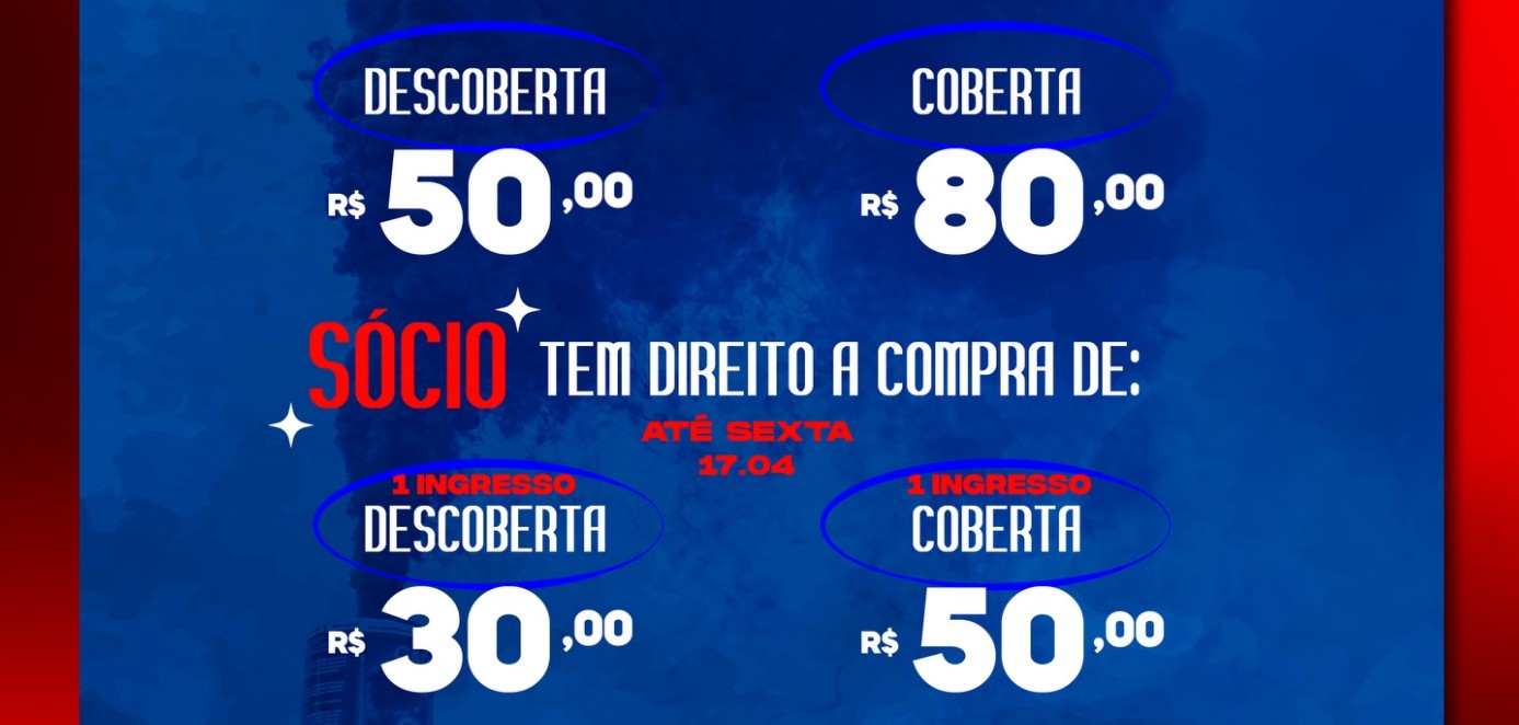 Ingressos à venda para o próximo jogo no Gigantão